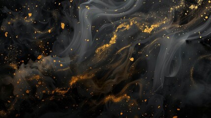 Wall Mural - watercolor black gold glitter galaxy sky background