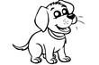 basic cartoon clip art of a Dog, bold lines, no gray scale, simple coloring page for toddlers
