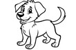 basic cartoon clip art of a Dog, bold lines, no gray scale, simple coloring page for toddlers
