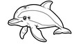 basic cartoon clip art of a Dolphin, bold lines, no gray scale, simple coloring page for toddlers