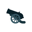 © Goga - Cannon illustration. Ancient cannon symbol isolated on white background. Vintage cannon monochrome sign. Part of set.