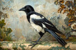 A playful and mischievous magpie with its glossy black and white feathers.