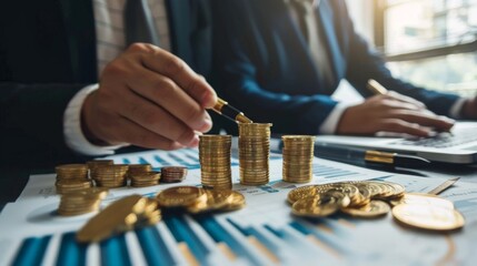 Poster - Close-up of a financial planner discussing gold investment strategies with a client, emphasizing long-term wealth preservation
