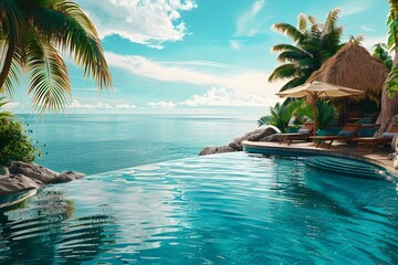 Wall Mural - Captivating Tropical Vacation Destination with Luxurious Overwater Villas and Breathtaking Ocean Views