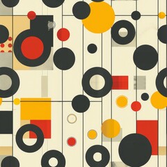 Fototapete - Bauhaus style graphic patterns