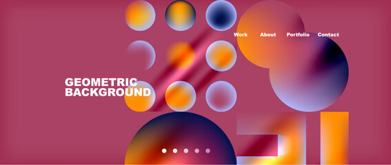 Poster - Automotive lighting with amber and orange hues set against a magenta background. Geometric shapes like circles and squares add a touch of technology and entertainment, reminiscent of audio equipment