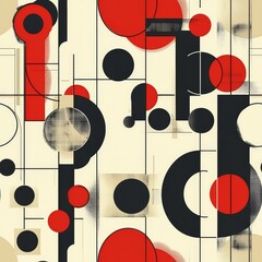 Fototapete - Bauhaus style graphic patterns