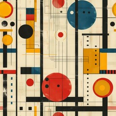 Fototapete - Bauhaus style graphic patterns