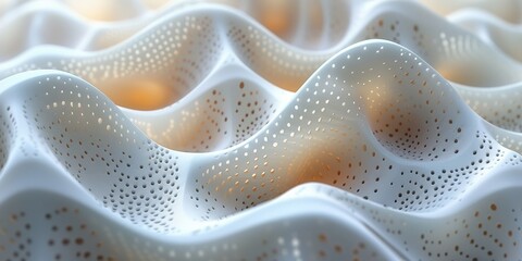 An abstract wave structure in textured, porous material creates a modern backdrop with tenderness.