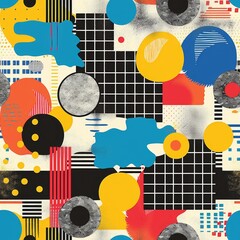 Fototapete - Memphis style graphic patterns
