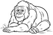 basic cartoon clip art of a Gorilla, bold lines, no gray scale, simple coloring page for toddlers
