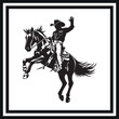 © 7COLORSbd - Rodeo cowboy on bucking horse silhouette clipart