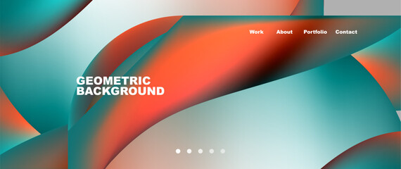 Poster - A vibrant geometric background featuring circles in electric blue and orange, inspired by automotive design. Perfect for a landing page on material properties and auto parts