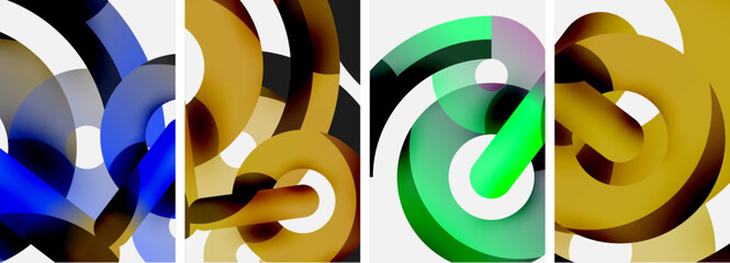 Poster - A visually striking collage featuring four different colored circles with the letter C in the center, showcasing a blend of art, pattern, and visual symmetry
