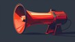 A vibrant red and black megaphone against a dark black background. Ideal for advertising or communication concepts