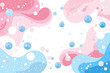 Soft Pink and Blue Curves, Floating Spheres