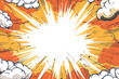 Explosive Comic Burst, Dynamic Clouds and Rays