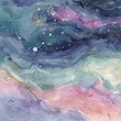 © Puttharak - A watercolor painting of a starry night sky in shades of blue and purple.