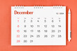 December 2024 Monthly desk calendar for 2024 year and pen.
