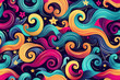 Colorful Swirls and Stars Pattern