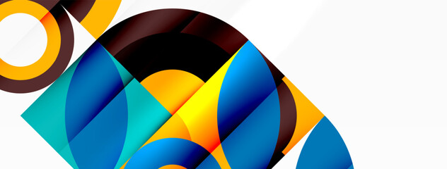 Poster - A vibrant geometric design of a chameleon incorporating triangles, circles, and symmetry in electric blue hues on a white background. A fun and colorful art piece perfect for any event