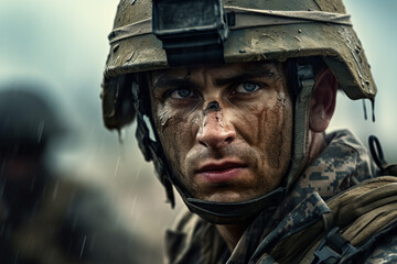 Leinwandbilder - AI generated photo of soldiers in combat gear on the battlefield
