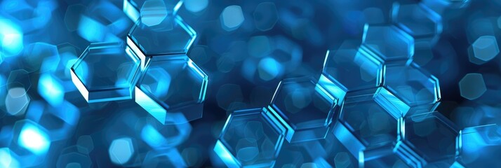 Poster - blue 3d hexagon background