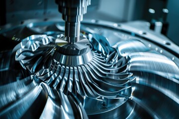 Poster - Detailed view of a machine with a turbine