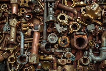 Poster - Old, rusty pipes and fittings. Suitable for industrial concepts