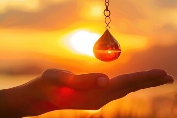 Poster - Person holding a drop of water. Ideal for environmental concepts