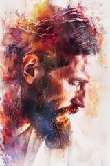 Poster - Realistic painting of a man with a beard. Suitable for art and portrait concepts