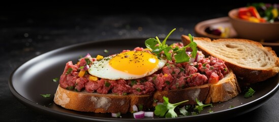 Poster - Plate of food featuring bread and egg