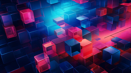 Sticker - abstract background with glowing squares，Scientific and technological background