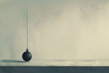 Aufkleber - A black ball hanging from a string, suitable for various concepts and designs