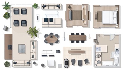 Aufkleber - Detailed floor plan of a modern living space, perfect for interior design projects