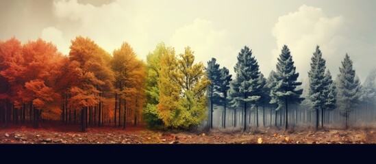 Poster - Row of Vibrant Trees Close Up
