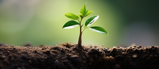 Poster - A small green shoot emerging from soil