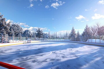 Sticker - Ice hockey rink with a net, suitable for sports and winter themed designs