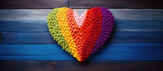 Poster - Heart crochet on wood
