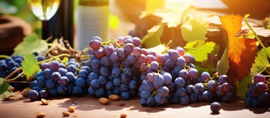 Wall Mural - A cluster of grapes displayed on a surface