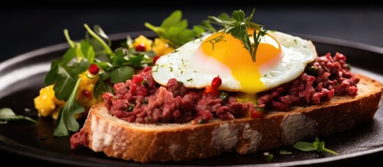 Poster - Fried egg on bread plate