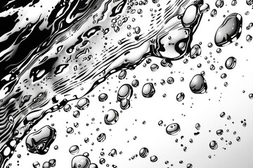 Poster - Close-up photo of water bubbles in monochrome. Perfect for science or abstract backgrounds