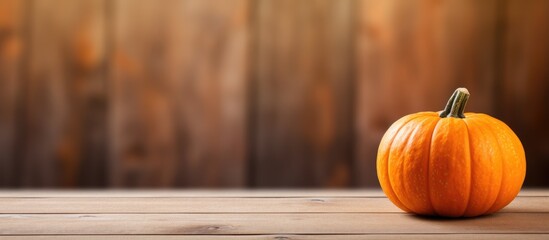 Aufkleber - A pumpkin on top of a wooden table