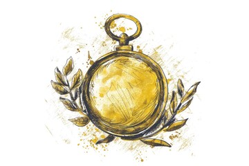 Poster - Vintage pocket watch with decorative laurel wreath. Suitable for time concept designs