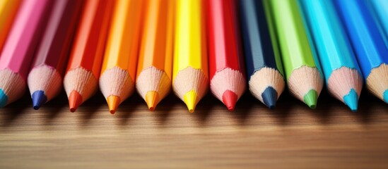 Poster - Group of colored pencils on tabletop