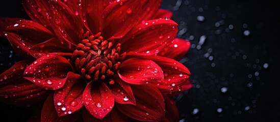 Sticker - Red flower covered in raindrops