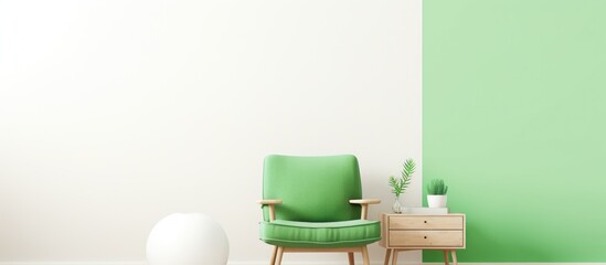 Poster - Green chair white vase room