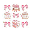 Draw coquette book lover Pink bow Solf girl