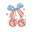 Draw oquette cherry bow 4th of july Solf girl Independence day