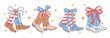 Draw set coquette cowgirl boots 4th of july Independence day